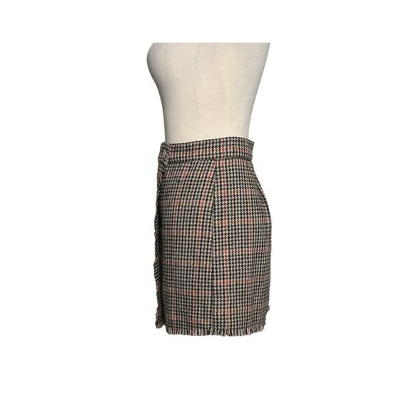 Urban Outfitters orange black houndstooth wrap mini skirt size Small - Picture 7 of 14